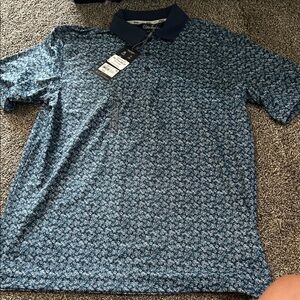 Walter Hagen Navy and White Floral Polo